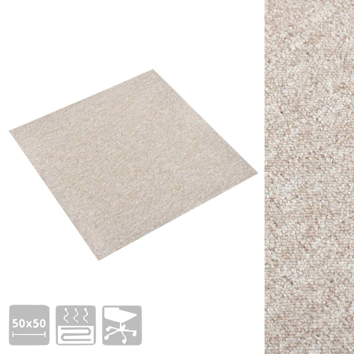 Teppich 20 stk. Hellbeige 50 x 50 cm 100% Polypropylen