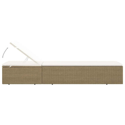 Sonnenliege Poly Rattan Braun und Cremeweiß