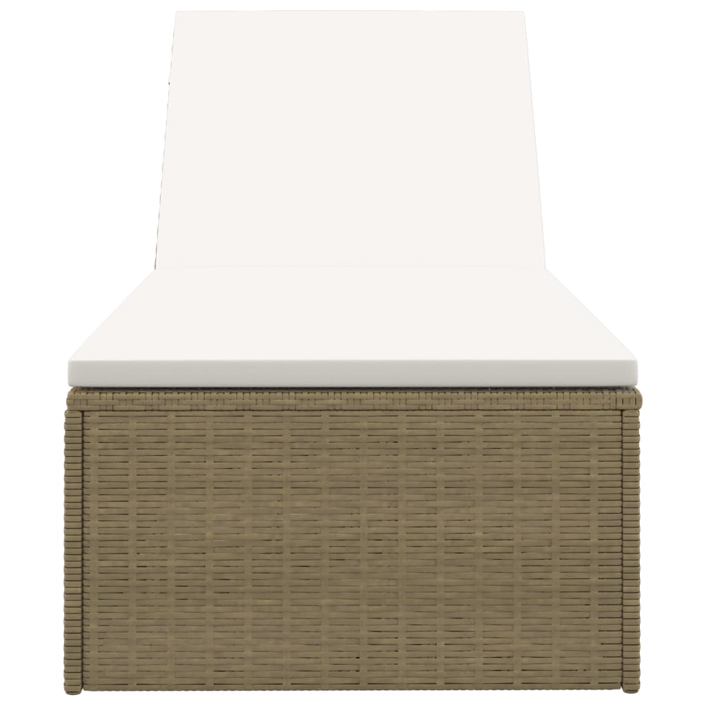 Chaise longue en polyrotin marron et blanc crème