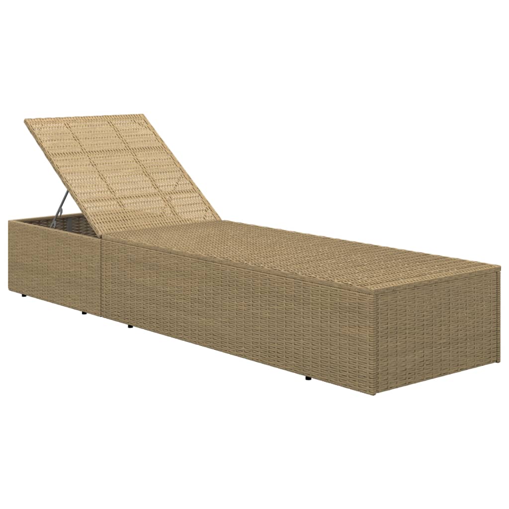 Chaise longue en polyrotin marron et blanc crème