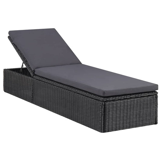 Chaise longue en polyrotin noir et gris foncé
