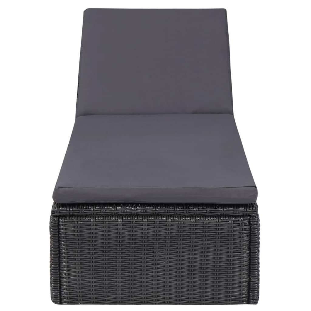 Chaise longue en polyrotin noir et gris foncé