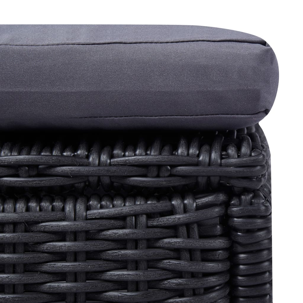 Chaise longue en polyrotin noir et gris foncé
