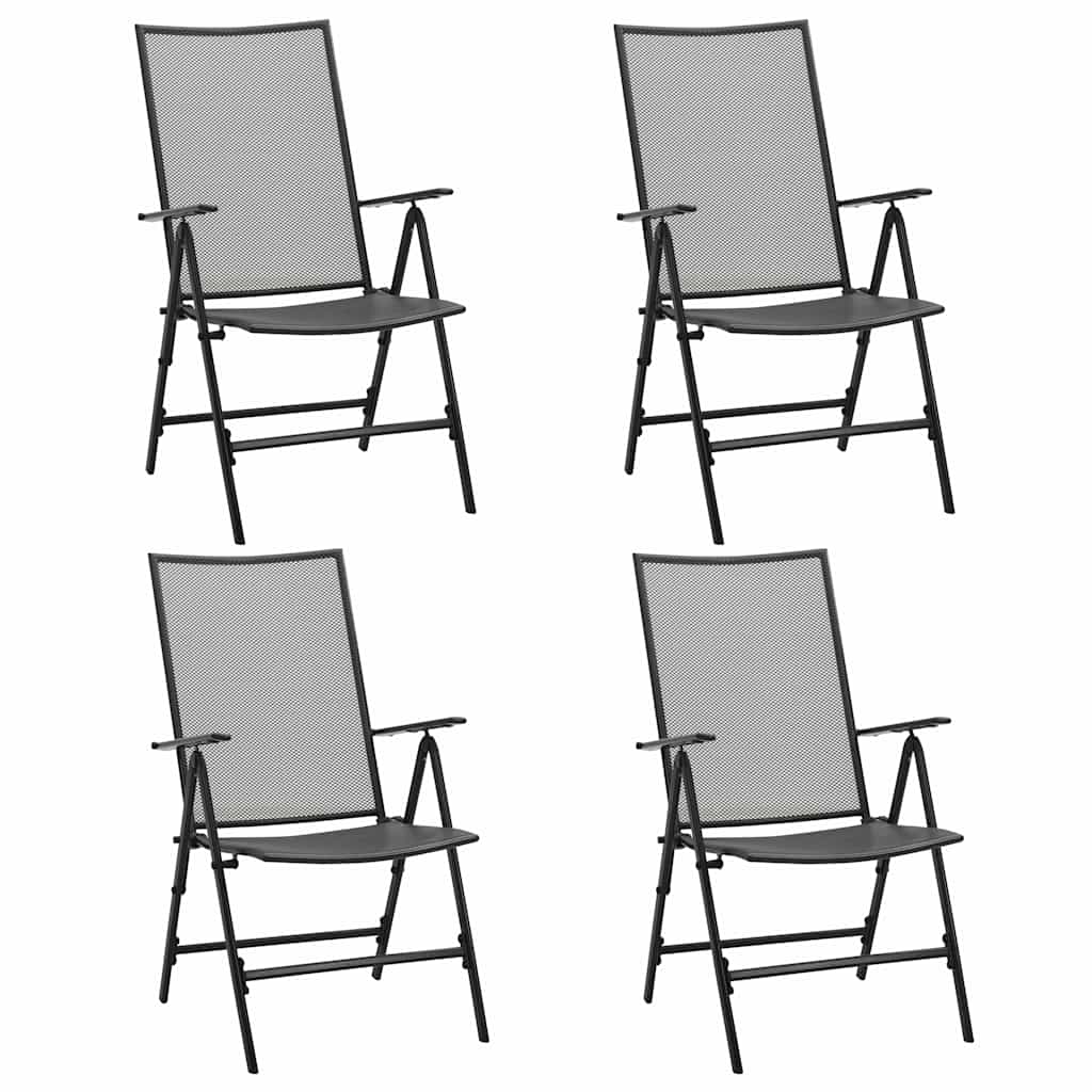 Netzklappstühle, 4 Stück, Stahl, Anthrazit