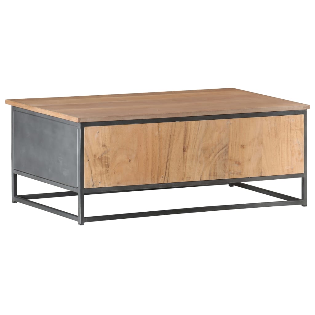 Table basse grise 90x50x35 cm en bois d'acacia massif