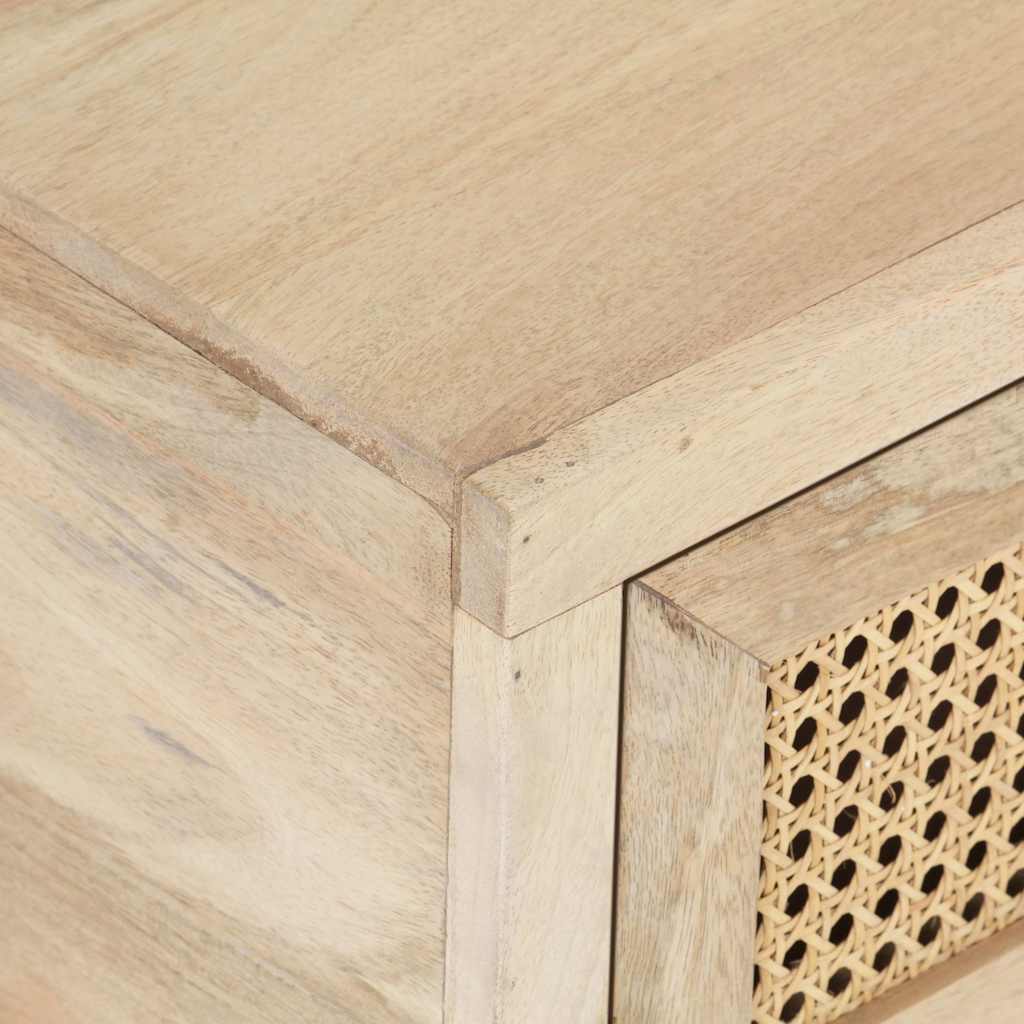 Couchtisch 90x50x37 cm Mango Massivholz und Rohrgeflecht