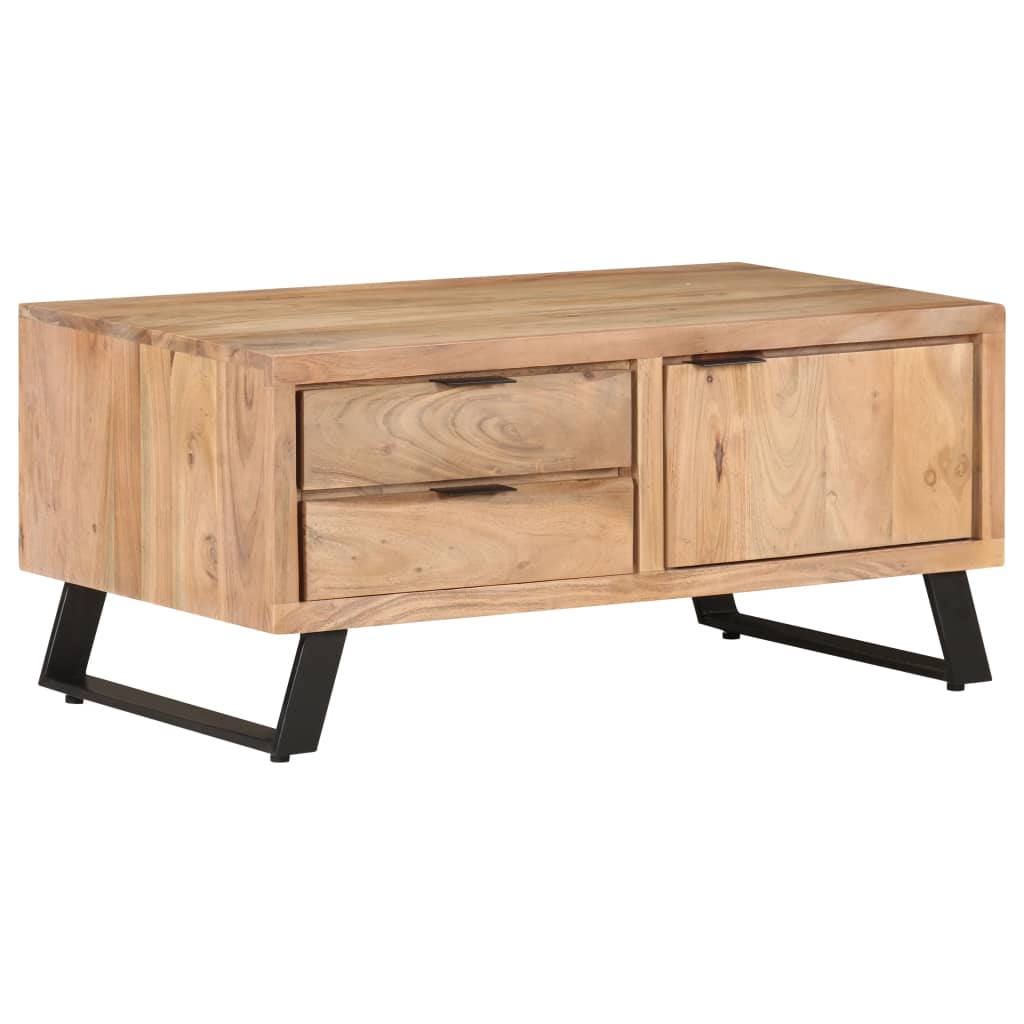 Couchtisch 90x50x40 cm Massivholz Akazie mit Naturkanten