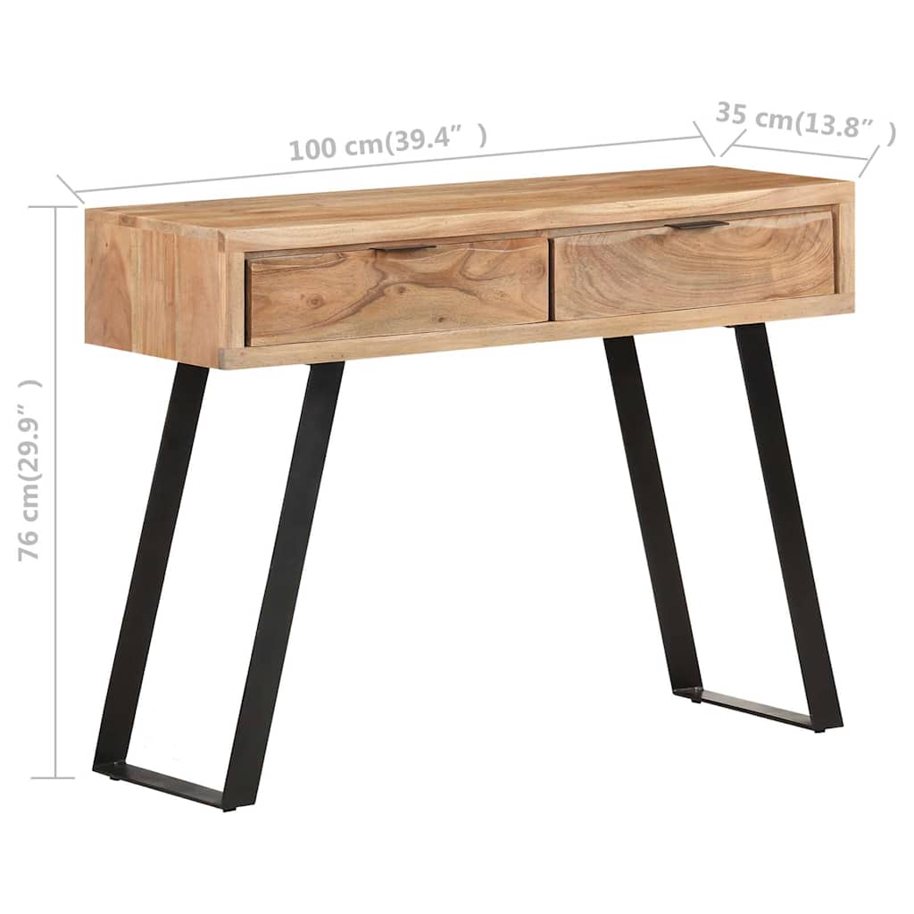 Konsolentisch 100x35x76 cm Massivholz Akazie mit Naturkanten
