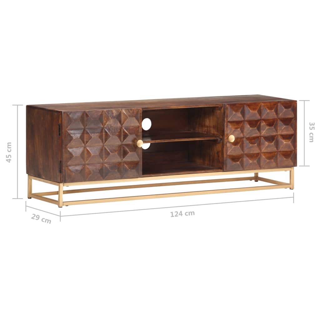 TV-Schrank 124 x 29 x 45 cm, massives Mangoholz