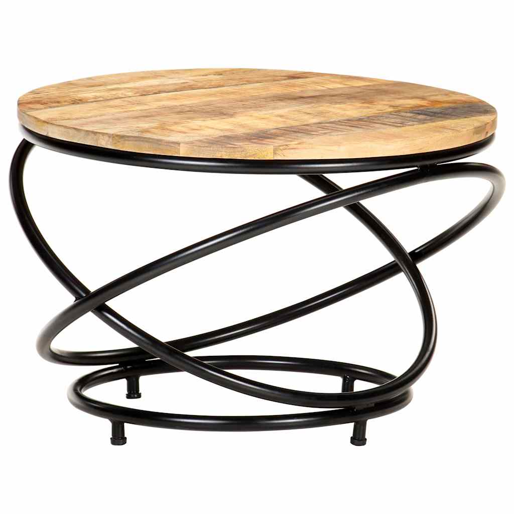 Couchtisch Schwarz 60x60x40 cm Raues Mango-Massivholz