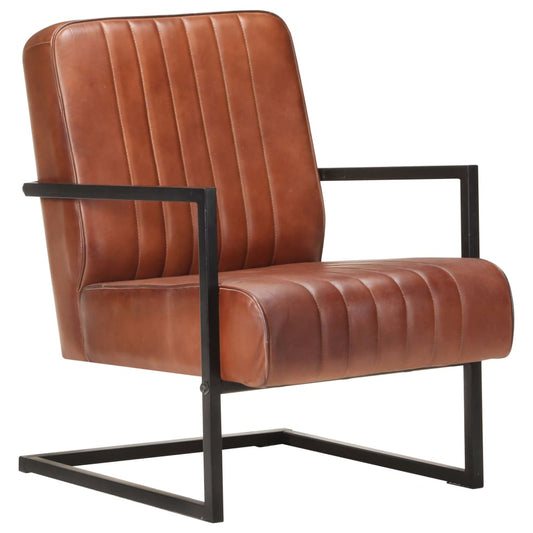 Freischwinger Sessel Braun Echtleder