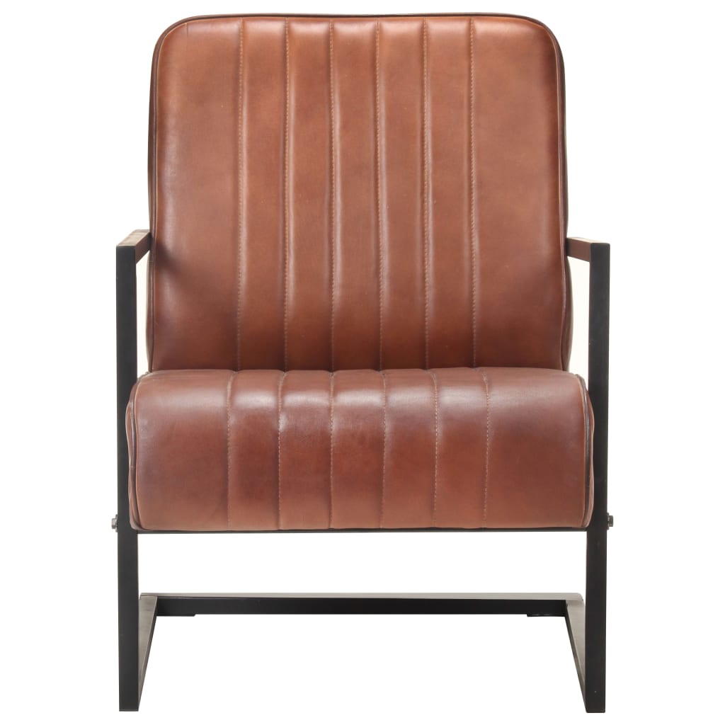 Freischwinger Sessel Braun Echtleder