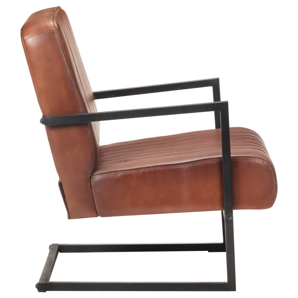 Freischwinger Sessel Braun Echtleder