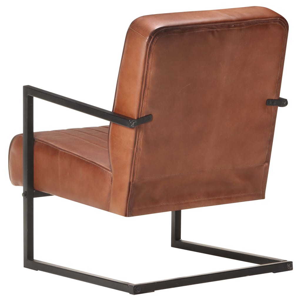 Freischwinger Sessel Braun Echtleder