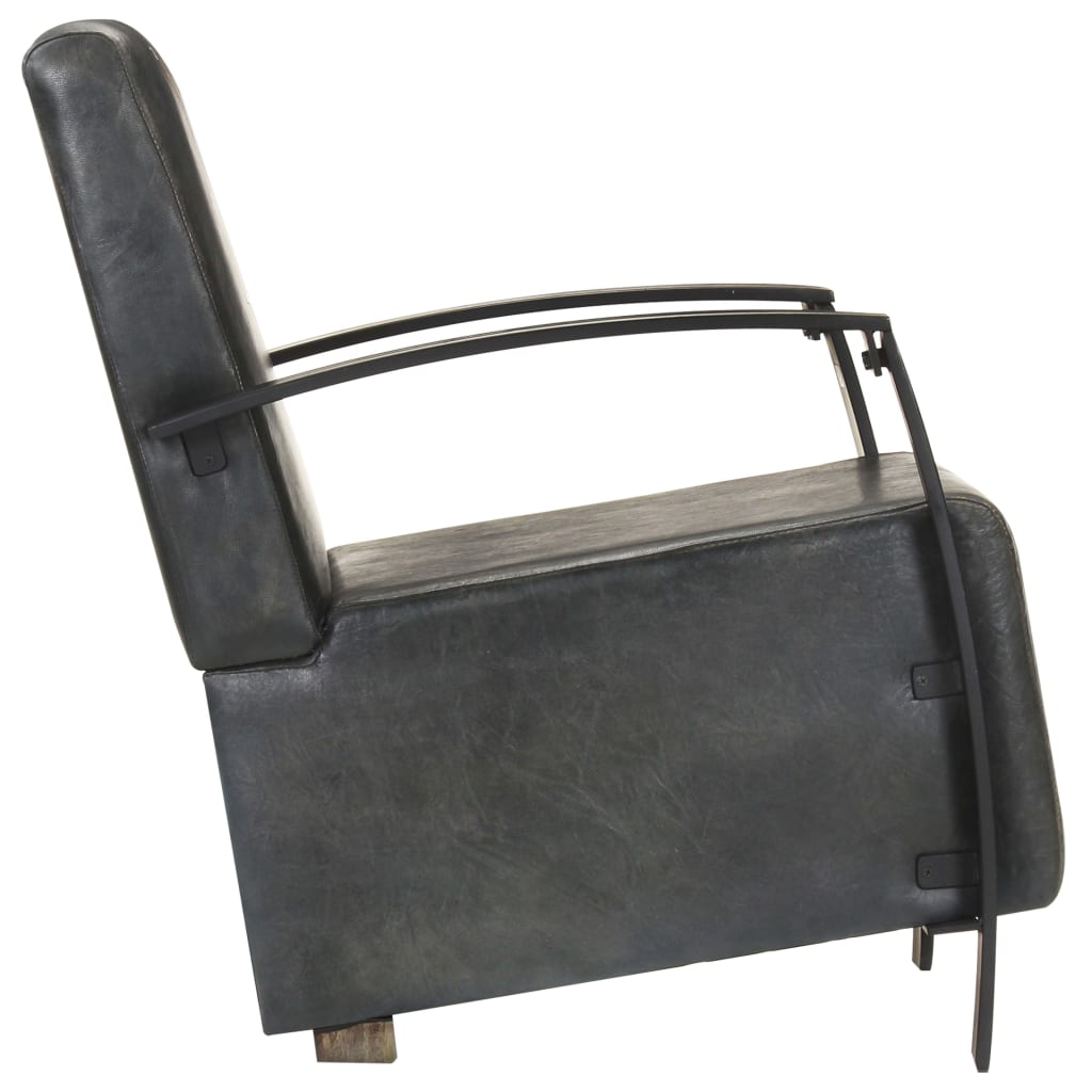 Sessel Distressed Grau Echtleder