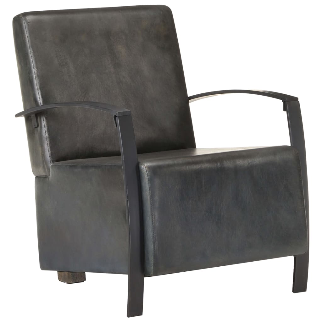 Sessel Distressed Grau Echtleder