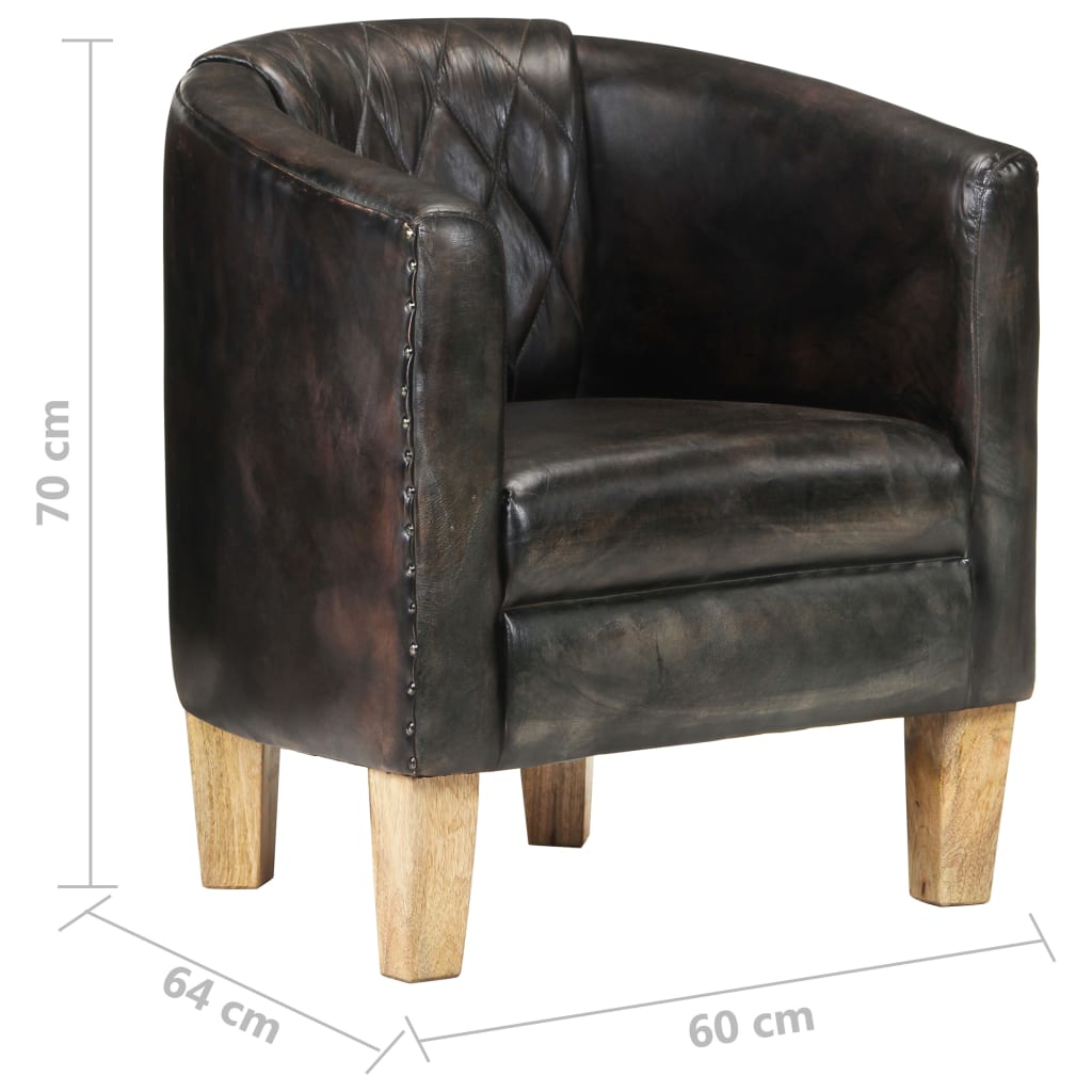 Sessel Grau Echtleder