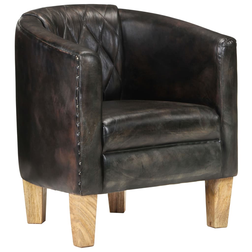Sessel Grau Echtleder