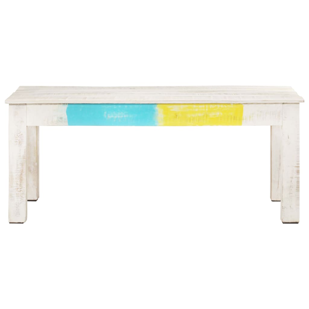 Table basse blanche 110x60x45 cm en bois de manguier massif