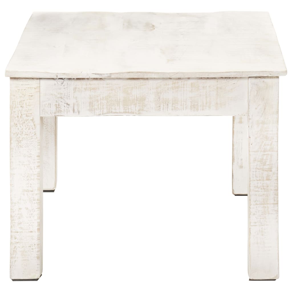 Table basse blanche 110x60x45 cm en bois de manguier massif