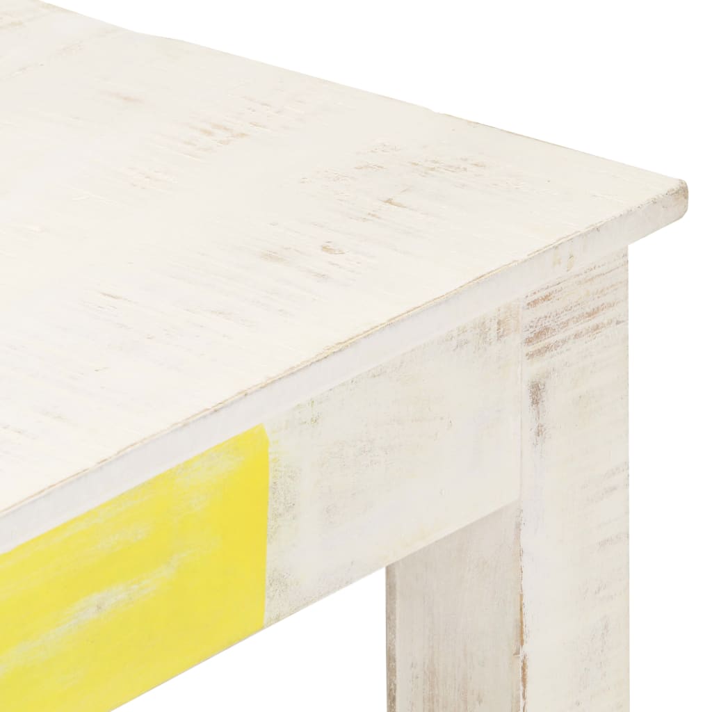 Table basse blanche 110x60x45 cm en bois de manguier massif