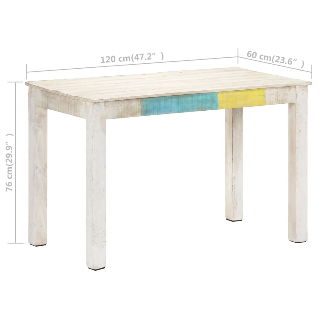 Esstisch Weiß 120x60x76 cm Massivholz Mango