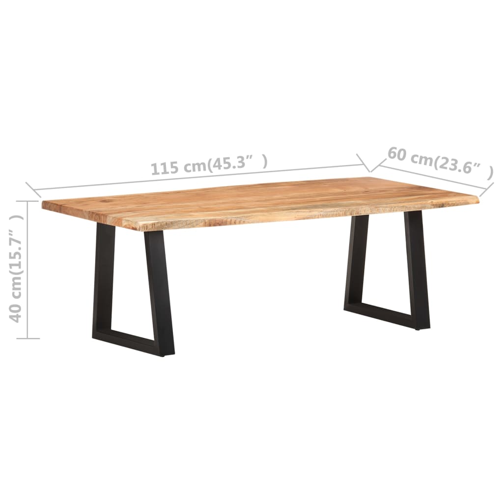 Couchtisch mit Baumkanten 115x60x40 cm Massivholz Akazie
