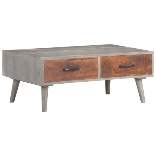 Table basse grise 100x60x40 cm Bois de manguier massif brut