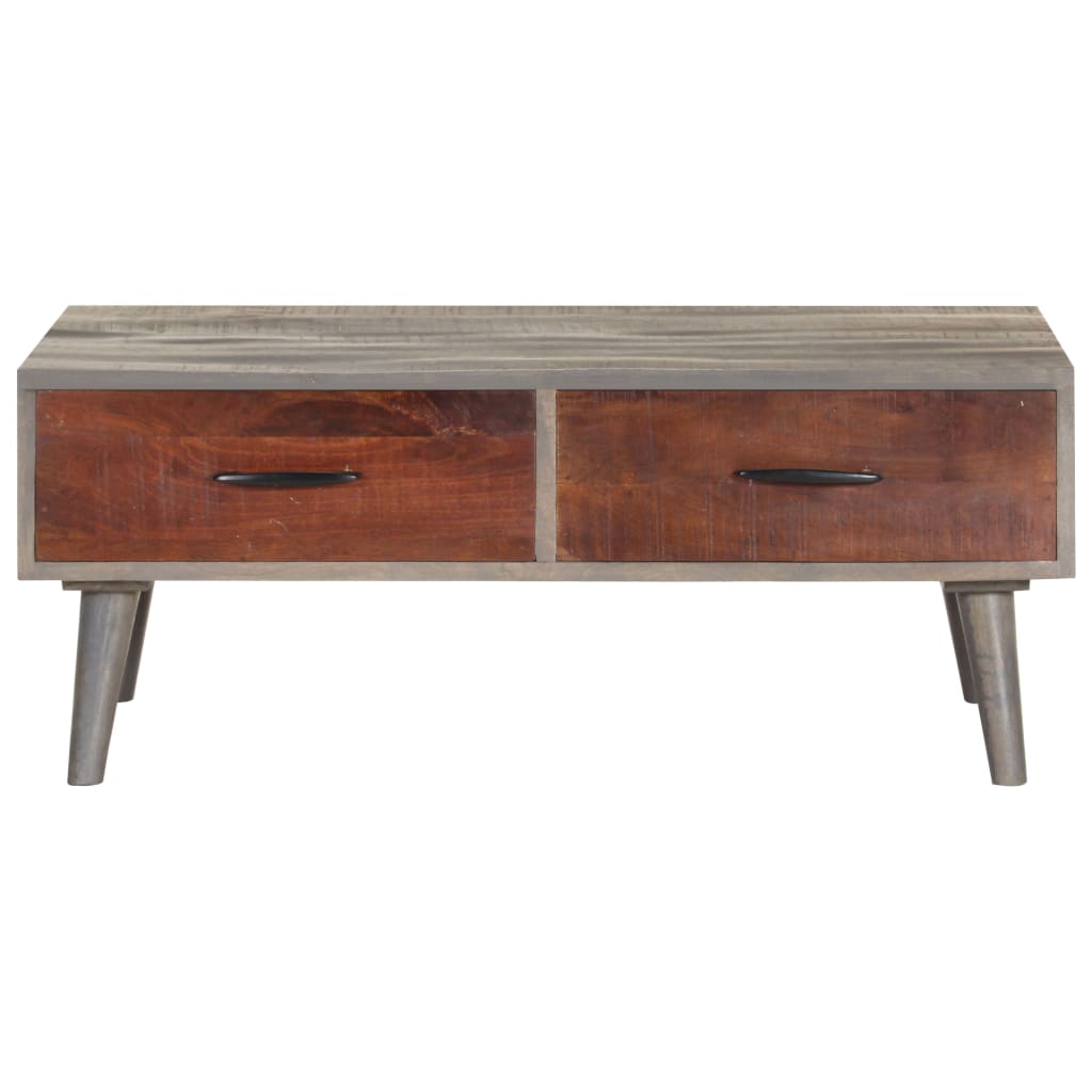 Table basse grise 100x60x40 cm Bois de manguier massif brut
