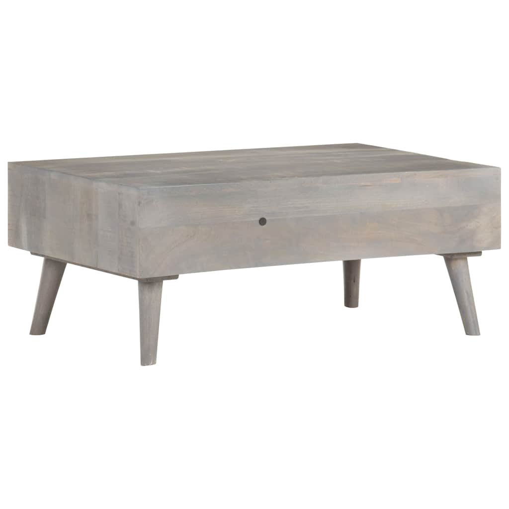 Couchtisch Grau 100x60x40 cm Raues Mango-Massivholz
