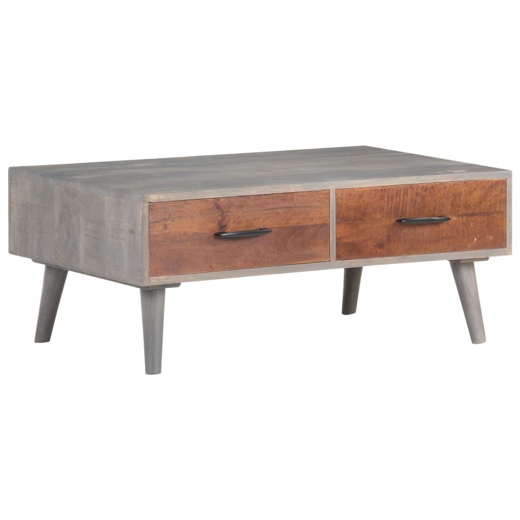 Table basse grise 100x60x40 cm Bois de manguier massif brut