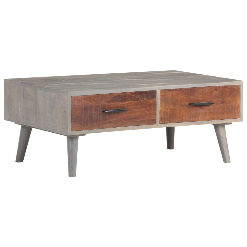 Table basse grise 100x60x40 cm Bois de manguier massif brut