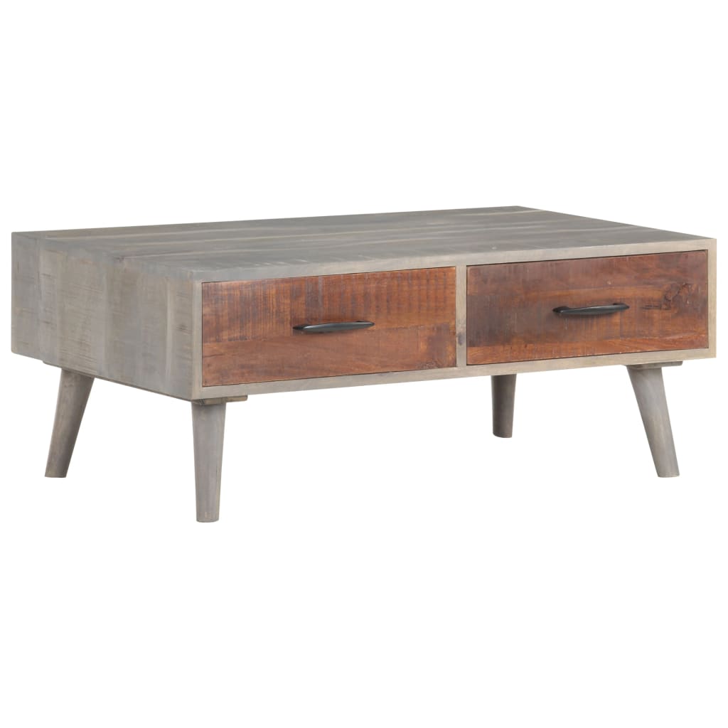 Table basse grise 100x60x40 cm Bois de manguier massif brut