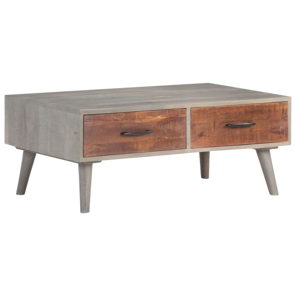 Table basse grise 100x60x40 cm Bois de manguier massif brut