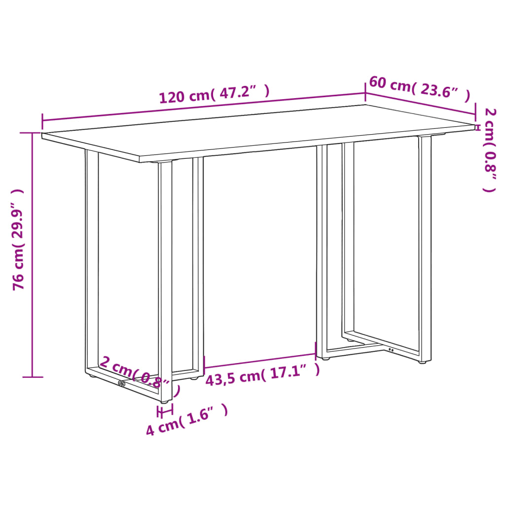 Esstisch 120 cm Recyceltes Massivholz