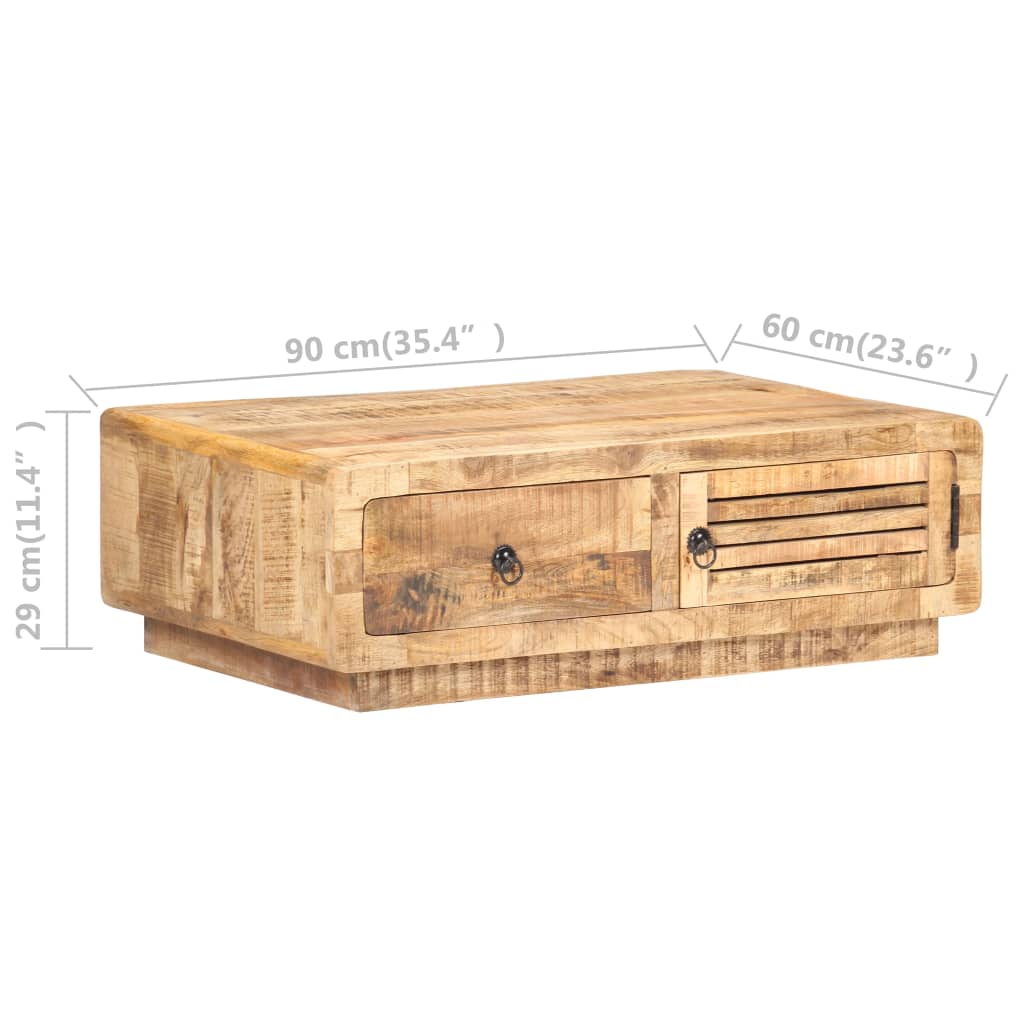 Table basse 90x60x29 cm Bois de manguier brut