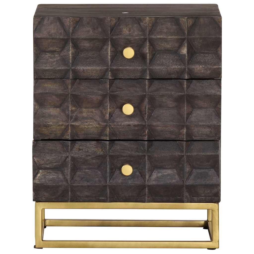 Nachttisch Schwarz 40x30x50 cm Massivholz Mango