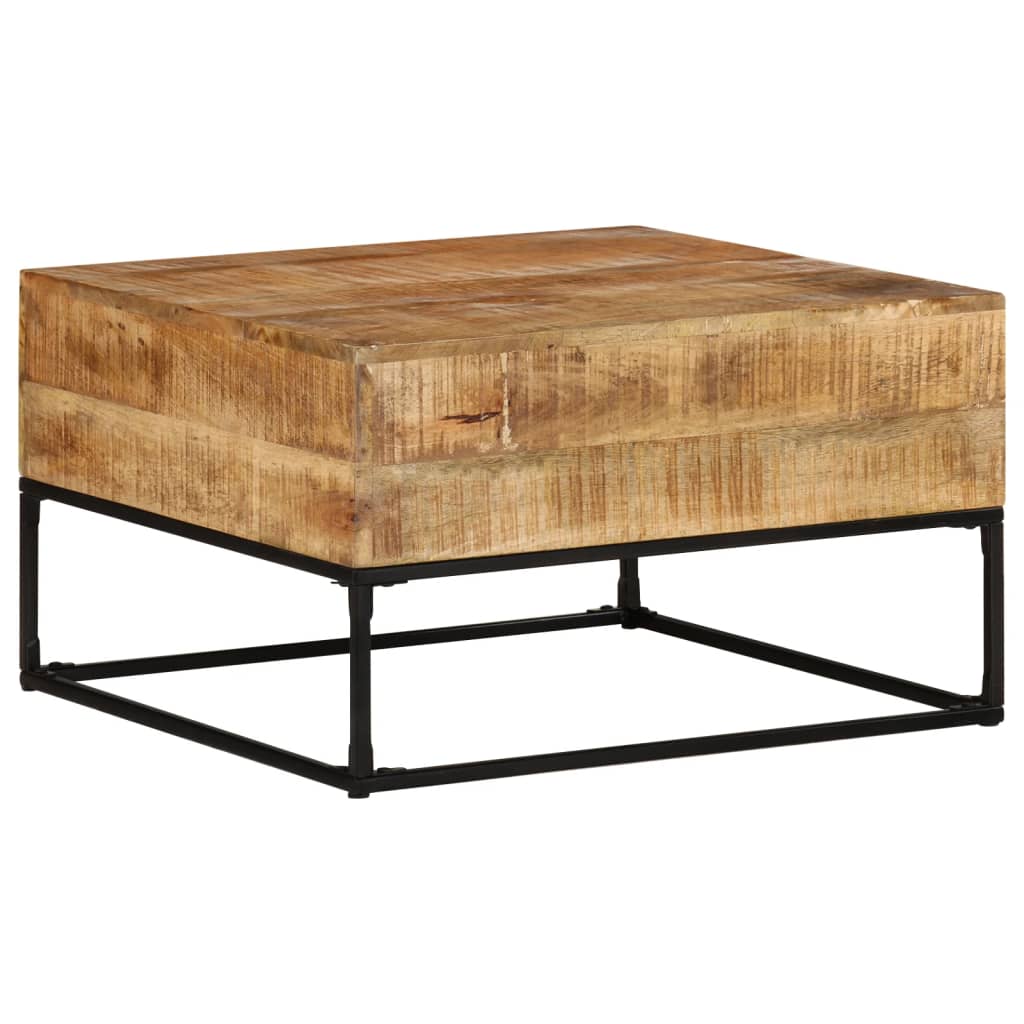 Couchtisch 68x68x41 cm Raues Mangoholz