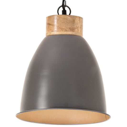 Hängelampe Industrie-Stil Grau Eisen & Massivholz 23 cm E27