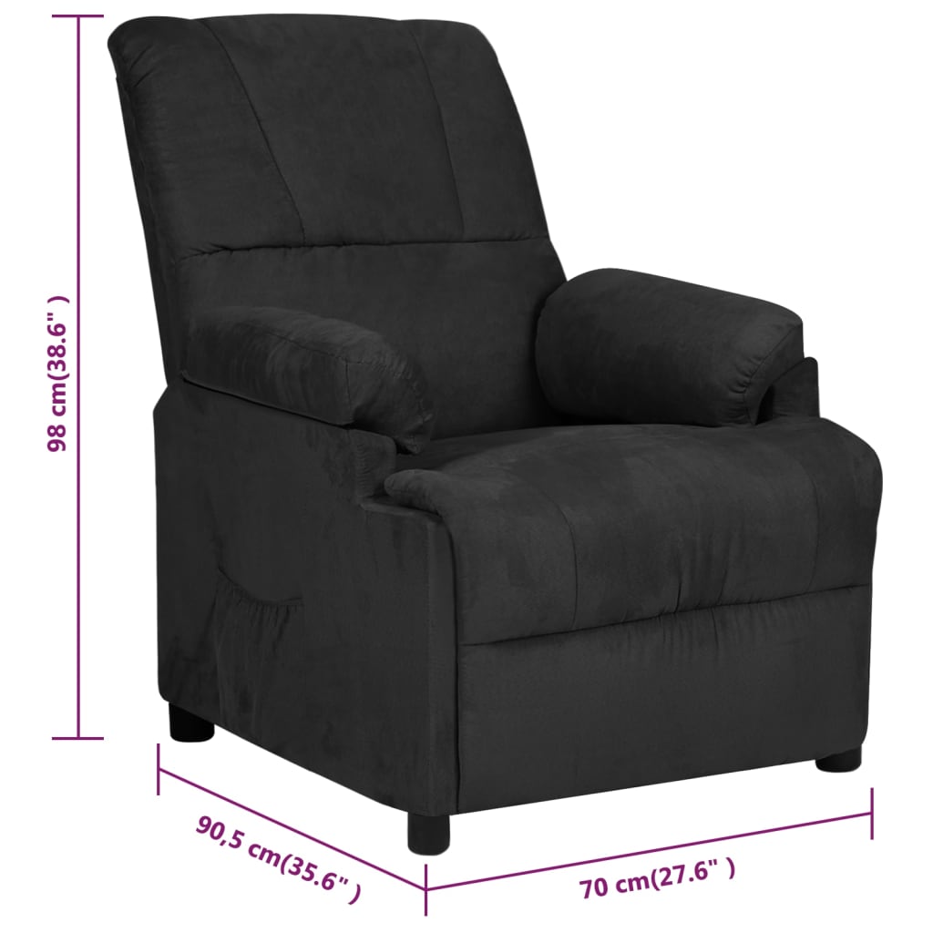 Relaxsessel Schwarz Wildleder-Optik