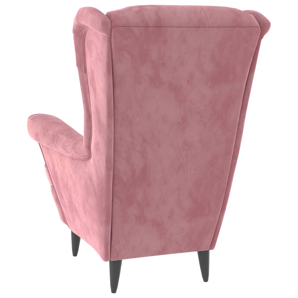Fauteuil en velours rose