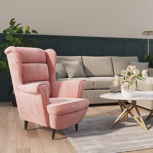 Fauteuil en velours rose