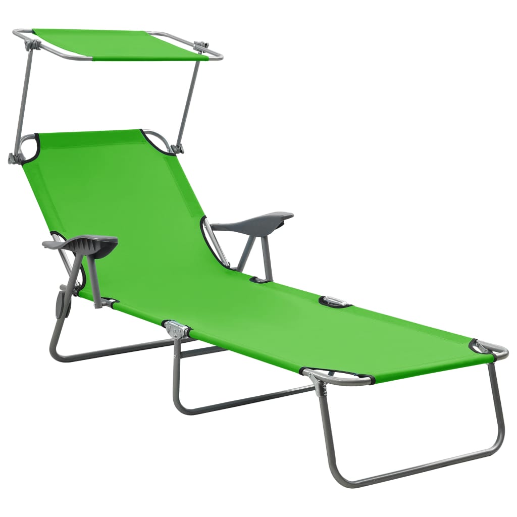 Chaise longue avec toit ouvrant en acier vert