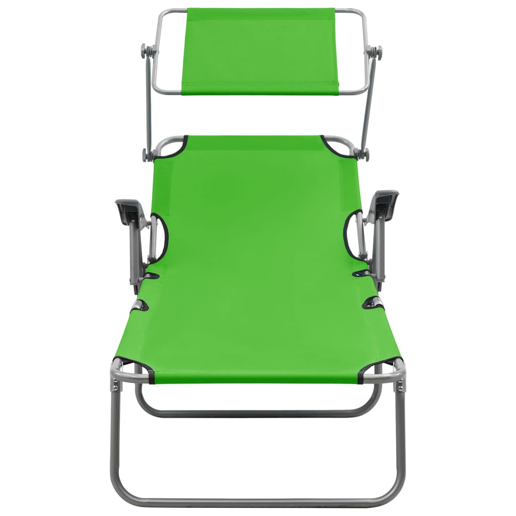 Chaise longue avec toit ouvrant en acier vert