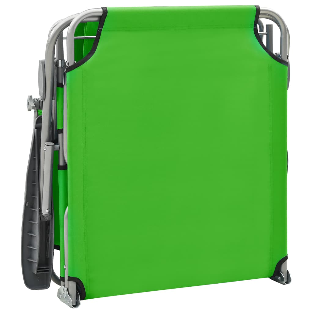 Chaise longue avec toit ouvrant en acier vert