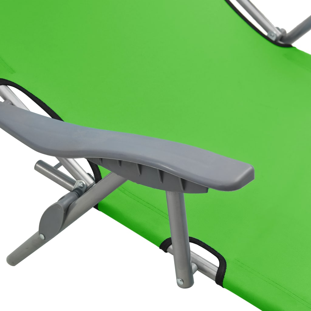 Chaise longue avec toit ouvrant en acier vert