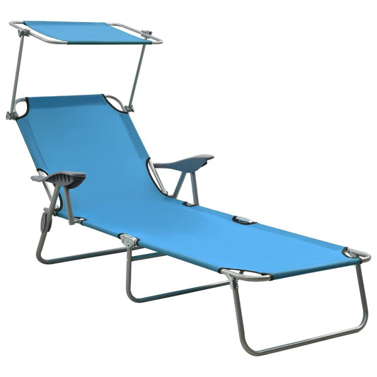 Chaise longue avec toit ouvrant bleu acier