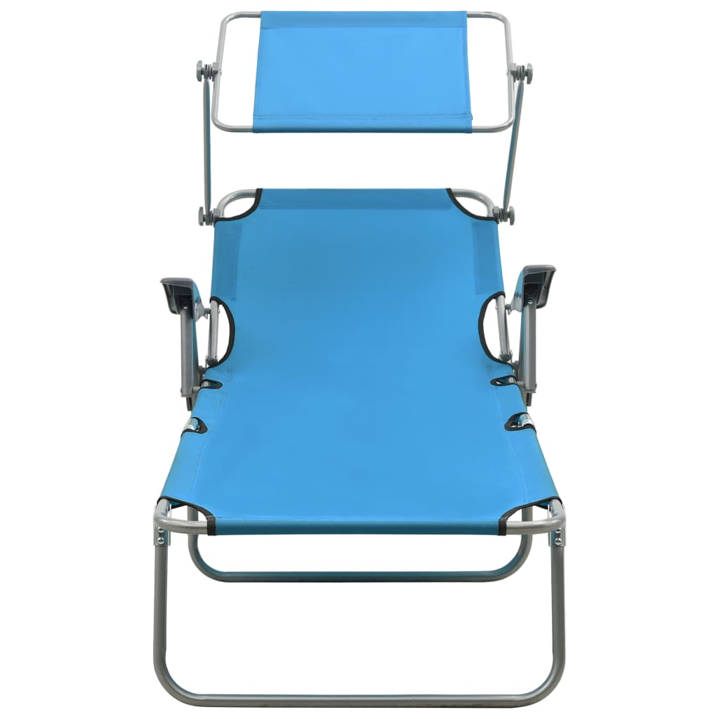 Chaise longue avec toit ouvrant bleu acier