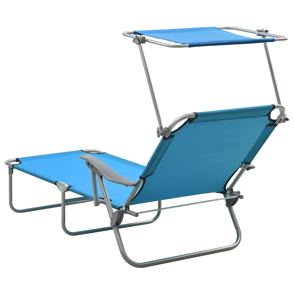 Chaise longue avec toit ouvrant bleu acier