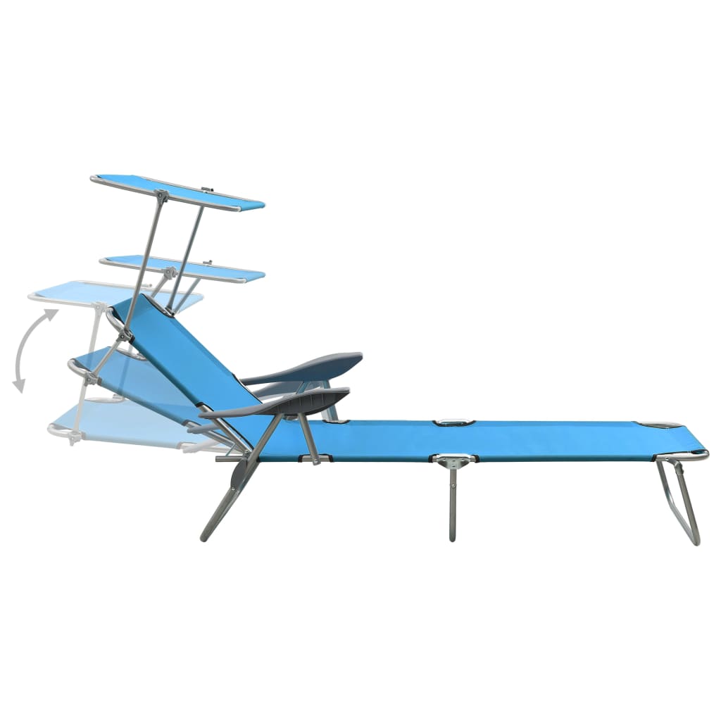 Chaise longue avec toit ouvrant bleu acier